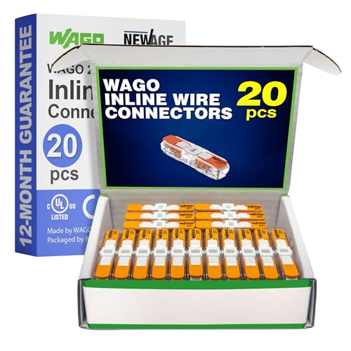 20 Pack WAGO Inline Compact Splicing Wire Connectors - Series 221, 2 Conductor