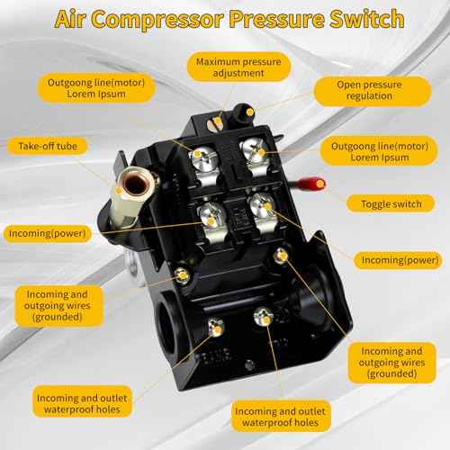 LF10-4H Air Compressor Pressure Switch Control NPT1/4 95-125 PSI 20A 4 Port Air Compressor Pressure Switch