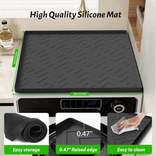EWX Mini Fridge Silicone Mat 19.7x19.7x0.4in – Non-Slip, Drip Proof, Spill-Proof (Black)