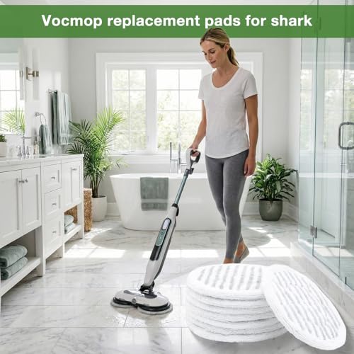 Vickorpen 8 Pack Shark Steam Mop Replacement Pads – Washable Microfiber, Snap-On Fit