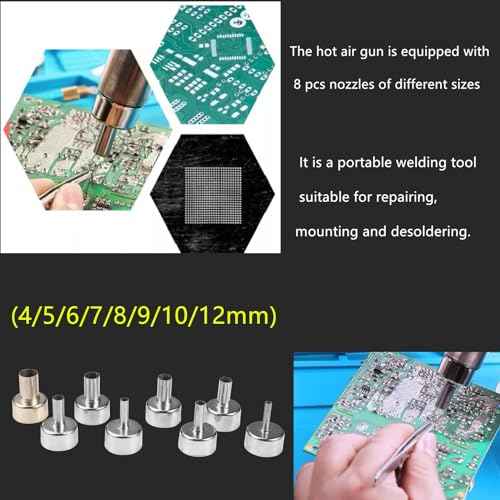 Hot Air Rework Station, 8018 Portable SMD Solder Station Heat Gun Digital Temperature Display with Nozzles Tweezers, ¡ÆC/¡ÆF Conversion