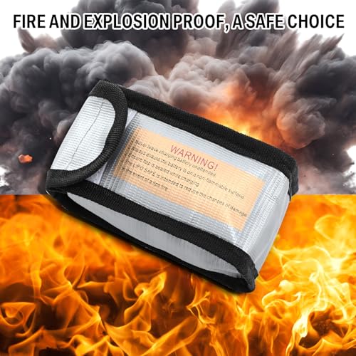 Aliceset 8 Pcs Lipo Battery Bag Lithium Battery Storage, Fireproof and Explosion Proof Bags Guard Safe Pouches 125 mm for Charging Home Travel Office Supplies