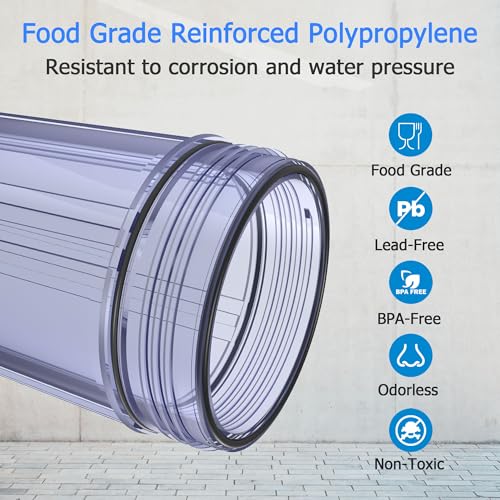20x4.5 Inch Whole House Water Filter Housing for Sediment & Carbon Filters