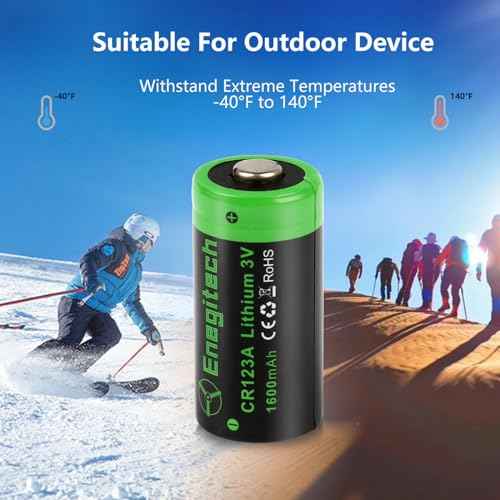 Enegitech CR123A 3V Lithium Battery, 123 3 Volt Lithium Battery, for Home Security Alarm System Sensor Doorlock Smok Carbon Monoxide Alarm Non-Rechargeable (CR123A 2 Pack)