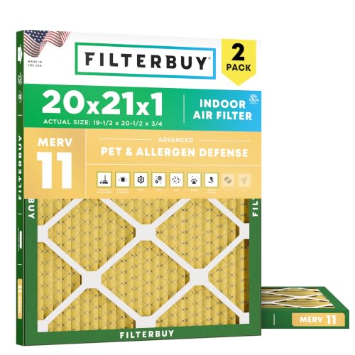 Filterbuy 20x21x1 MERV 11 Pet & Allergy Defense Air Filter 2-Pack