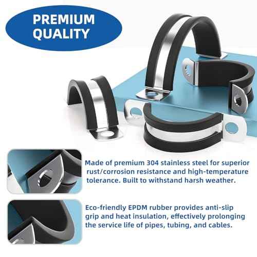 1-1/4 Inch pipe clamps,Pipe fixing clamp,304 Stainless Steel & Rubber Lining Pipe Strap Clamp £¨6pcs 32mm)