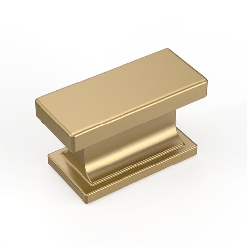 Amerdeco 10 Pack Champagne Bronze Cabinet Knobs 1.46 Inch(37mm) Solid Gold Kitchen Cabinet knobs Rectangle Brushed Brass Drawer Knobs and Pulls for Bathroom Cabinets ZH00013