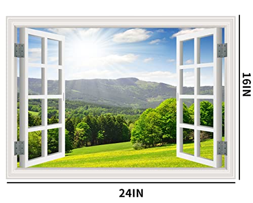 FLFK Fake Window Wall Sticker 16x24 Inch Landscape Faux Window Decal Gxl408