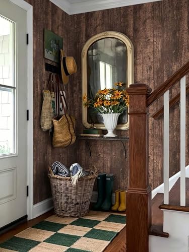 Dimoon Brown Dark Wood Contact Paper 17.7 x 78.7 Inches - Peel & Stick Rustic Wood Grain Wallpaper