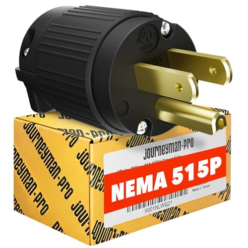 BLACK Journeyman-Pro 515PV Male Electrical Plug Replacement 15A 125V 1-Pack