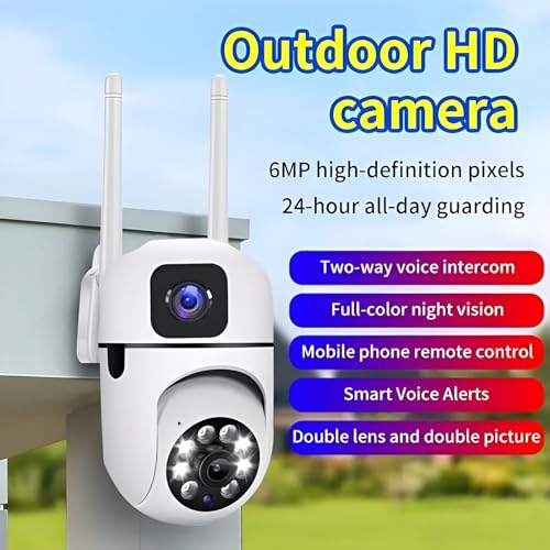 Camera Home Security, Outdoor Camera Dual Lens, WiFi Human Detection, HD Night Vision, 2-Way Talk, Indoor/Outdoor Camera, Dual Screen App Control, for Home Yard Store, Surveillance Wireless Camera (2)