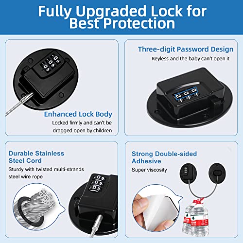 AOSITE Keyless Digital Lock - Multi-Purpose Child Proof Latches for Refrigerator, Freezer, Cabinet, Drawer & Wardrobe, No-Drill Adhesive Safety Lock with Combination Code (1Pack Black)