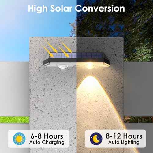 Solar Fence Lights Outdoor - 2700/4000/6000K 3 Mode, Waterproof LED, Fence Light Solar Powered for Outside, Backyard/Railing/Step/Patio/Wall and Home Improvement(8 Pack)