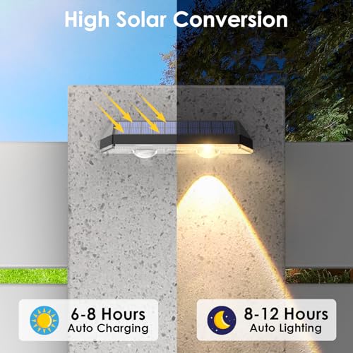 LIANGLOME Solar Fence Lights 3000K/4000K/6000K 8-Pack, 3 Modes, Waterproof Outdoor Lighting