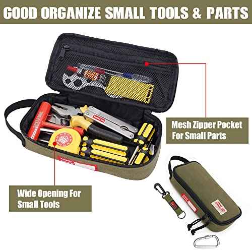 Rough Enough Small Tool Bag Pouch Box EDC Organizer Storage Case for Accessories with Zipper Portable Handle