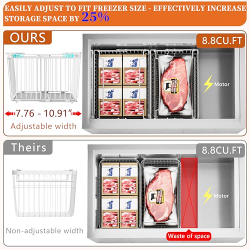 ANJUBAN Large Freezer Organizer Bins 3-Pack, Fits 5–9 Cu Ft Freezers, Leak-Proof Bottom
