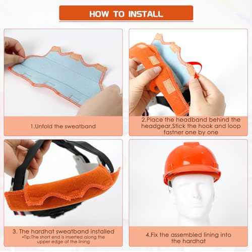 3PCS Hard hat Liner- Hard hat Sweatband Replacement,Hardhat Sweatband Washable, Flame Retardant Cotton Hard Hat Accessories Sweat for Welding Helmet, Construction Hats, Chainsaw Helmet Men