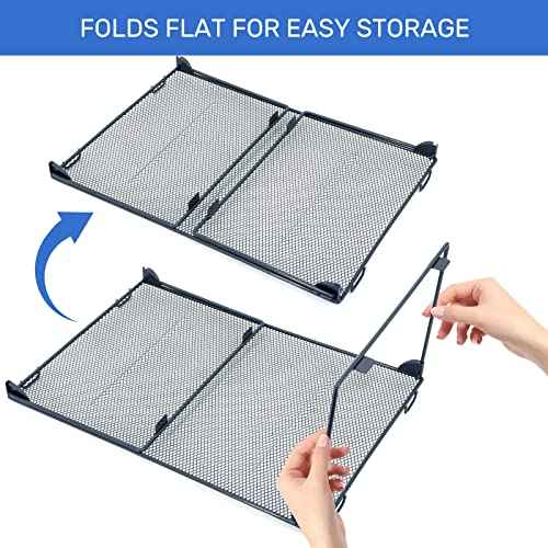 Neudeco Stackable Cabinet Shelf Organizer - 2 Pack Metal Mesh Stacking Shelves for Kitchen, Closet, Bathroom, Countertop and Cabinet -Gray