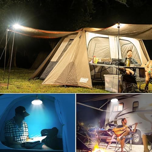 LeKaufen Solar Camping Lantern with Remote - Waterproof Hanging Tent Light, 12H Runtime, 5 Modes, USB & Solar Charging, Model: 1