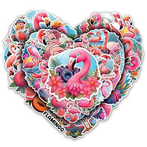 Flamingo Stickers 50 Pieces Vinyl Waterproof Decal for Laptop Water Bottle Phone Car Window Bike Motorcycle Stakeboard Scrapbook Flamingos Sticker Gifts for Kid Teen Adult