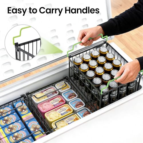 MSERCUOR Black 3-Pack Large Freezer Organizer Bins for 5-10 Cu Ft Chest Freezer