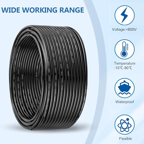 YDDECW 10 Gauge THHN Copper Electrical Wire 25FT Black - Building & Industrial