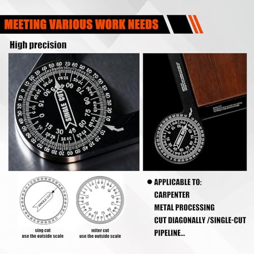 7 Inch Aluminum Miter Saw Protractor - High-Precision Angle Finder with Mini-Wrench
