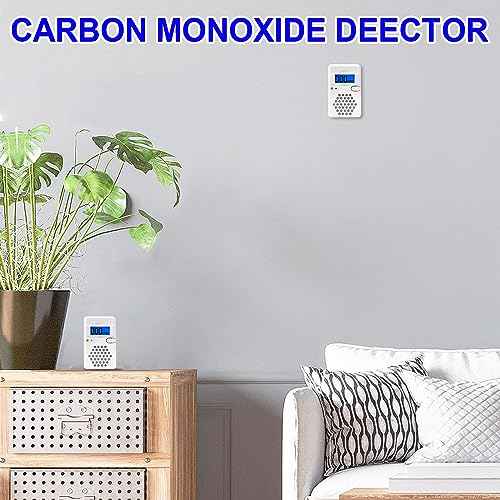 Carbon Monoxide Detector Alarm with Digital LCD Display, CO Detector Alarm with Replaceable Battery,Test-Reset Button, Low Battery Indicator, Portable,complies with UL2034(Batteries NOT Included)