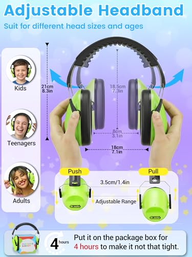 Green Kids & Adults Noise Cancelling Headphones - Adjustable & Comfortable