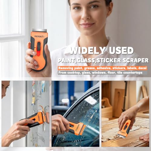 REXBETI Razor Blade Scraper Tool Set 2 - Heavy Duty Glass & Paint Remover