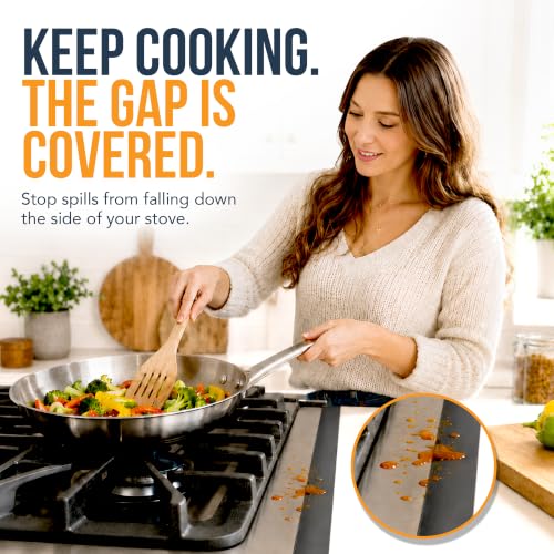 Linda’s Essentials 21 Inch Silicone Stove Gap Cover Black - Heat Resistant, Easy Clean, Fits Up to 2.3" Gap