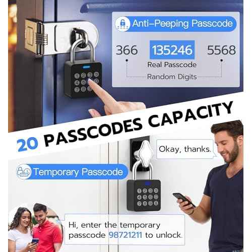 Anweller Fingerprint Gym Locker Lock with Code Keypad, Waterproof Gate Locks for Outdoor Fence, Keyless Entry Smart Combination Padlock, Pad Lock for Locker Storage Unit Shed Pool School