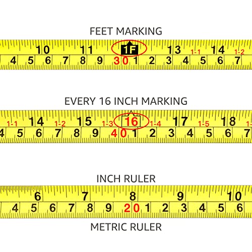 Amazon Basics 16 ft Retractable Tape Measure with Metric & SAE - Turquoise, Model 4.9m