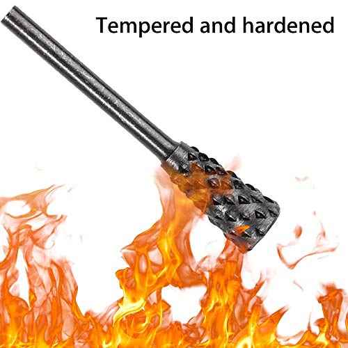 10Pcs 1/8''(3mm) Shank Rotary Burr Rasp Set, Carbon Steel Wood Carving File Rasp Drill Bits Fit for Rotary Tools for DIY Woodworking Wood Plastic Carving Polishing Grinding Engraving