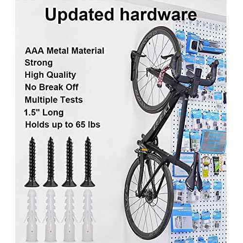 Dirza Bike Rack Garage Wall Mount Bike Hanger Bike Hooks Bike Storage Bicycle Vertical System for Garage Indoor Shed - Easily Hang/Detach - Holds up to 65 lb with Screws Black