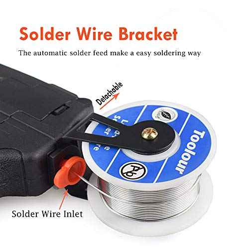 Toolour Soldering Gun Kit 5 in 1 Soldering Iron Kit 60W Industrial Automatic Solder Feeding Hand-held Welding Gun with Solder Wire for Electronic Desoldering Rework PCB Repair Home DIY