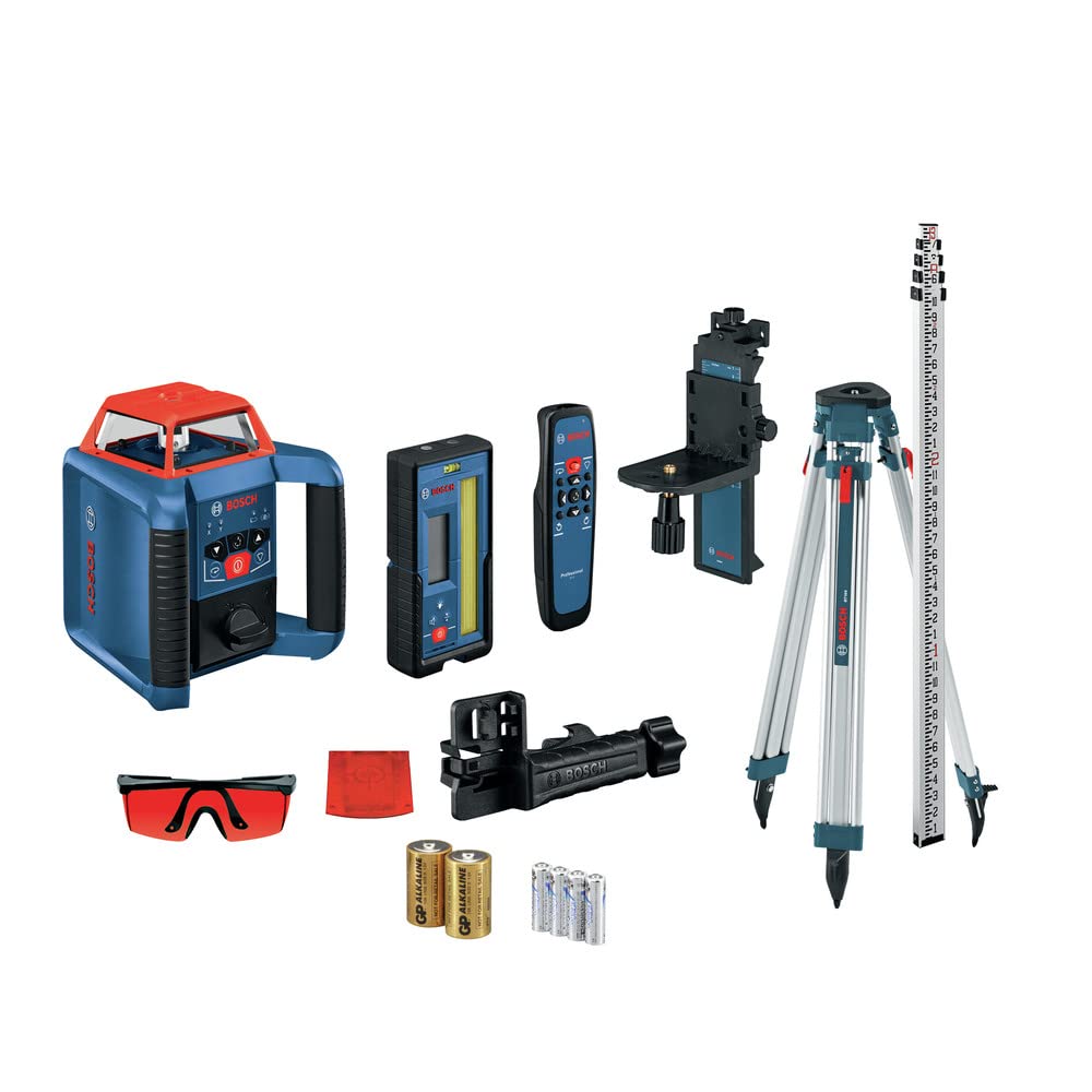 Bosch Revolve2000 Self-Leveling System with Disturbance Monitor Horizontal-Vertical Rotary Laser Kit with 2000 Feet Working Range (Renewed)