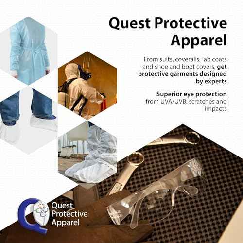 Quest Protective Apparel Safety Glasses for Men and Women - Anti Fog Safety Goggles for Shooting, Lab, or Construction ? Polycarbonate Eye Protection [Clear & Pack of 2]