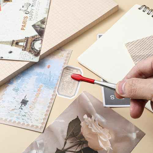 4 Pieces Tweezers with Rubber Tips PVC Rubber Coated Tweezers Rubber Long Bent Tip Tweezer and Straight Flat Tip Tweezer for Lab Stamp Hobby Jewelry Crafts Feeding (Silver, Red)