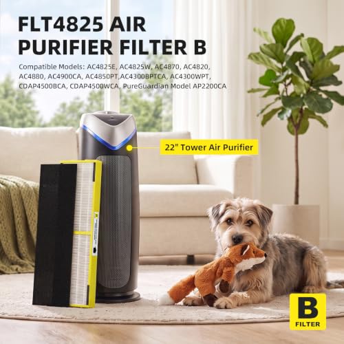 FMDZFL FLT4825 4-Pack True HEPA Filter Replacement for AC4825 AC4800 AC4900 - Yellow Original Filter Variant