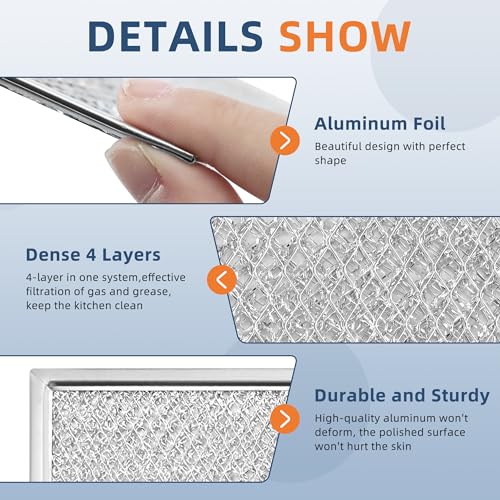 Fetechmate 13 x 6 Microwave Grease Filter Replacement Pack of 2 for Whirlpool Ge W10208631A