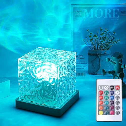 Growalleter Blue Ocean Wave Projector Light - Water Ripple Mood Night Lamp with Remote