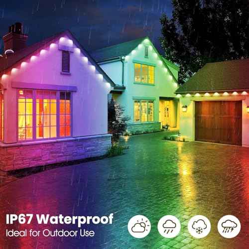 140FT Permanent Outdoor RGB Lights - IP67 Waterproof with Smart App Control Remote, DIY Scene Modes, Music Synchronization, Eaves Lights for Garden Decor, Deck, Party, Party,Roof