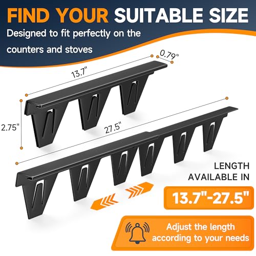 Stainless Steel Stove Gap Covers, 2-Pack Retractable 13.8"-27.5" | Heat-Resistant Gap Filler