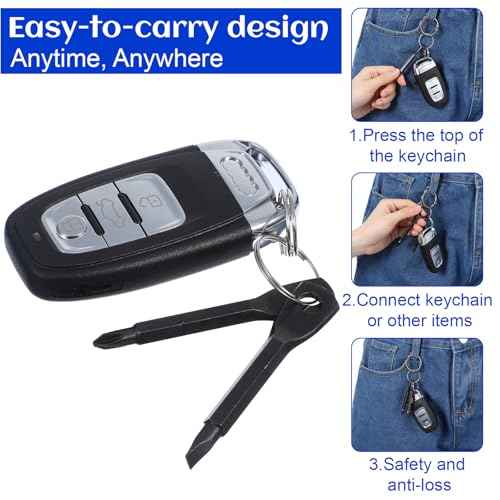 4 Set (8 Pcs) Portable Multifunction Keychain Screwdriver Mini Key Shape Travel Kits Outdoor EDC Screwdriver Keychain Tool Multitool Flathead Phillips Outdoor Cool Gadgets for Men