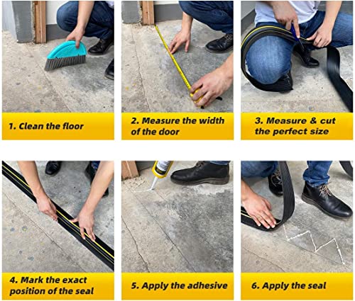 Jin&Bao Yellow 20FT Garage Door Threshold Seal Rubber Strip with 2 Adhesives