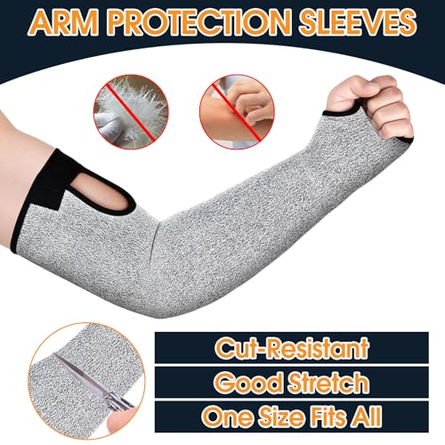 Cut Resistant Sleeves, 1 Pair Protective Sleeves for Arm Protectors for Thin Skin and Bruising with Thumb Hole for Gardening, Welding, Farming, Pet Grooming (Grey)