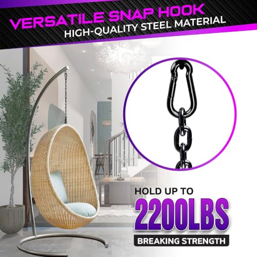 PAMAZY 2200LB Heavy-Duty Spring Snap Hook Carabiner Clips 5.5 Inch 2 Pack