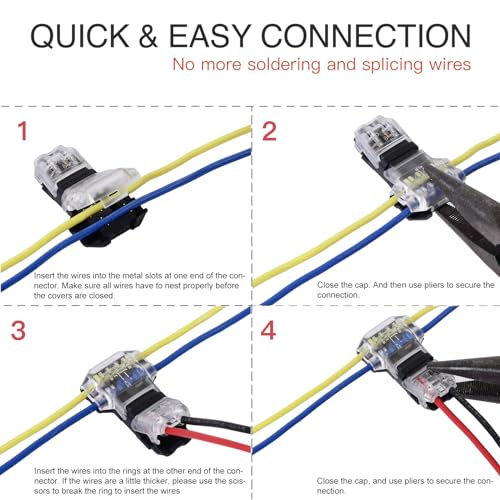 Brightfour 3 Way 2 Pins Low Voltage Wire Connectors 16-18 AWG No Wire Stripping 12 Pack
