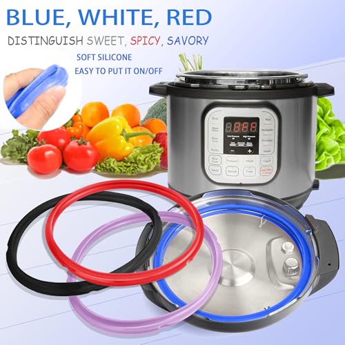 Beaquoei 4-Pack 6 Qt Instant Pot Silicone Sealing Ring + 4 Float Valves - Colorful Gasket Set Fits Duo/Plus 6, Ultra 6, Lux 6, Smart 6